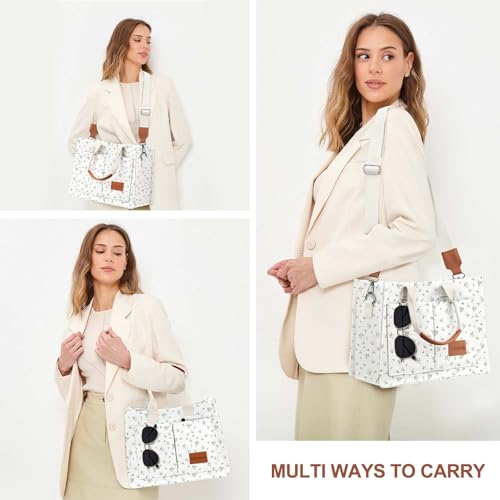LHMTQVK Canvas Tote Bag for Women, Work & Bible Study Handbag - color: Gray Flower