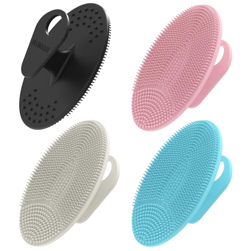Silicone Face Scrubber 4 Pack, BEAUTAIL Manual Facial Cleansing Brush - color: Black+starlight+pink+blue