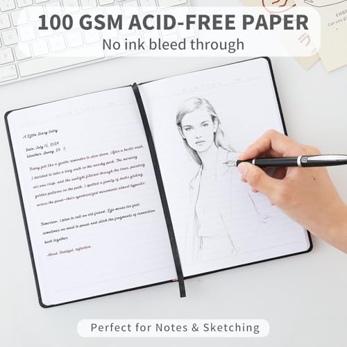 Heture Hardcover Notebooks, A5 Lined Journals Notebook for Writing 160 Pages, 8.2 x 5.5 inch, Classic Ruled Notebooks for College/Work/Travel (Black, 1 Pack) - color: Black, size: 1 Pack