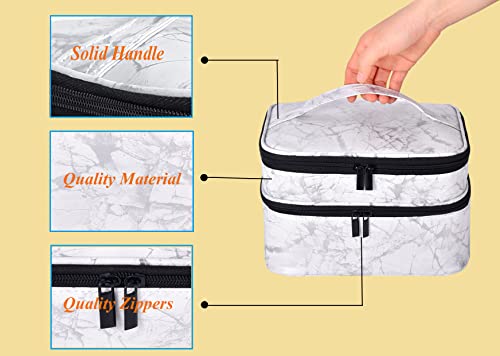 Nail Polish Organizer- Holds 30 Bottles Nail Supply Organizers and Storage Double-layer Nail Bag Organizer Case Nail varnish Organizer Nail Polish Storage Bag with Handle (White-a) - color: White-a