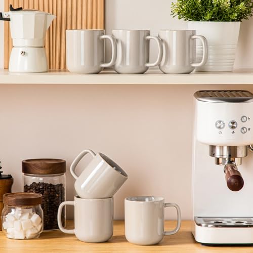 vancasso Coffee Mugs Set of 6, 12 Oz Ceramic Coffee Cups with Handle, Ceramic Unique Glaze Coffee Cup for Cappuccino, Latte, Tea, Cocoa, Dishwasher & Microwave Safe Gift Sets, Gray, Series PLAYA - color: Gray, size: 12 Oz