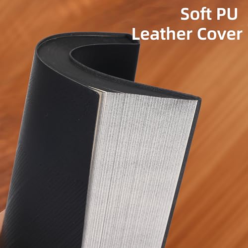 BOBO RABBIT Softcover Lined Notebook 348 Pages Vegan Leather Thick Journal - color: Black