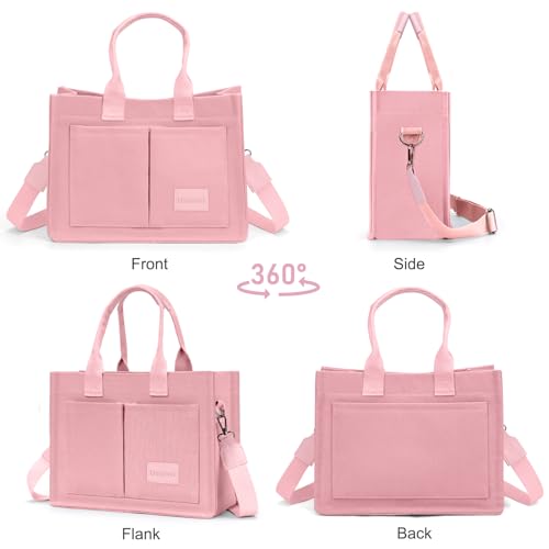 LHMTQVK Canvas Tote Bag for Women, Work & Bible Study Handbag - color: Pink