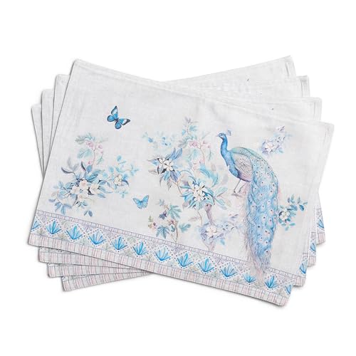 Maison d' Hermine Placemats Set of 4 Reusable 100% Combed Cotton (13"x19") - color: 011 - Peacock Utopia - Orginal, size: 13" X 19" (Pack of 4)