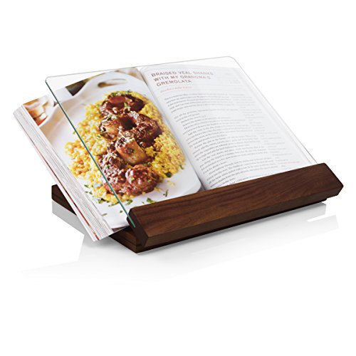 PICNIC TIME Fabio Viviani Prodigio Cookbook Stand with Tempered Glass and Signed Cookbook, Acacia Wood Recipe Holder for Cookbooks and Tablets, Fold Flat Kitchen Display Set, (Acacia Wood) - color: Fabio Viviani - Bookstand & Signed Cookbook