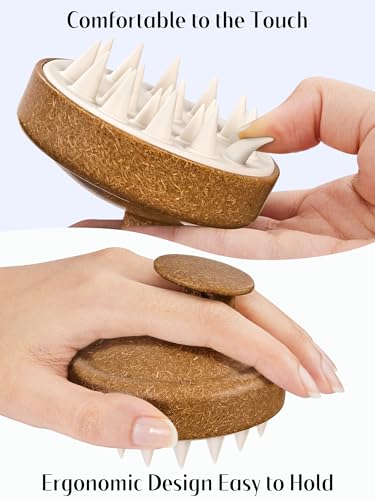 HEETA Scalp Massager Hair Growth Scrubber for Dandruff Removal Hair Care - color: Brown