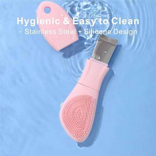 Blackhead Remover & Silicone Face Scrubber,Face Spatula,Facial Cleansing Brush, Pore Brush, Face Scrubber Exfoliator for Facial Deep Cleansing (Pink) - color: Pink