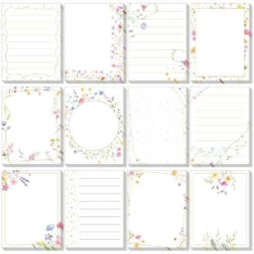 Chiisong 12 Pack Wildflower Sticky Notes Gift, Floral Sticky Notes - style: Fresh Wildflower