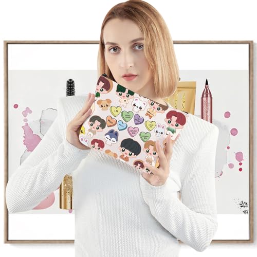 LEVLO Korean Group Stay Cosmetic Makeup Bag Korean Group Fans Gift Korean Group Cartoon Member Makeup Zipper Pouch Bag (SK Bag) - color: SKZ Bag