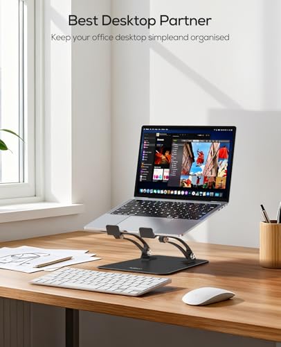 Nulaxy Fully Adjustable Laptop Stand for Desk, Dual Foldable Computer Riser - color: Black
