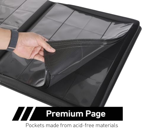 Top Loader Binder 16 Pocket, Holds 640+ Cards in 3" x 4" Toploaders, Ringless 20 Double-Sided Sleeves, Side-Loading, Spine Label with Maker Pen Toploader Binder for TCG, MTG, Sports Cards - color: Black, size: 16-Pocket, Holds 640 Cards
