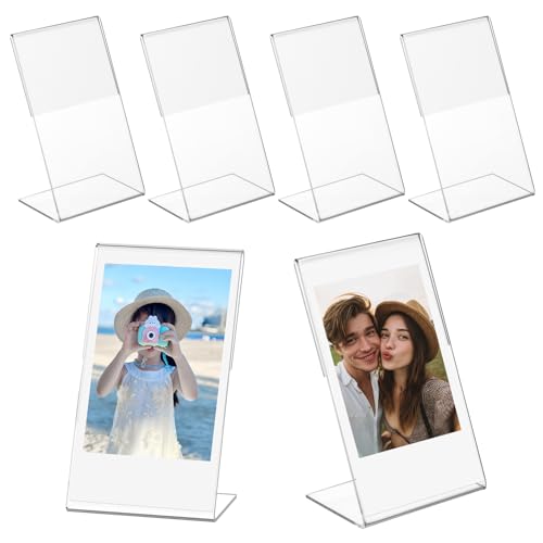 Mini Acrylic Picture Frames 2x3 for Instax Mini Film, Clear Instant Photo Display Stand for Fujifilm Instax 12 11 9 40 25 90, Small Tabletop Picture Frame for Desk Shelf（6 Pack） - size: 6 Pack