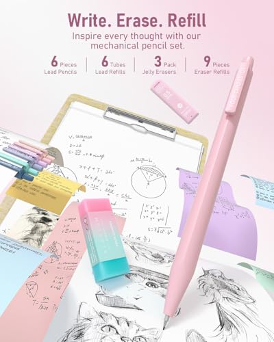 Four Candies School Supplies with Cute Pencil Case, 39ct, Pink - color: Pink, size: 39 Count (Pack of 1)