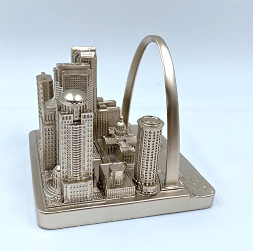 ZIZO Modern The World Landmarks Model Buildings City Skyline Statue for Home Decor for Boy Friends Gold 4" (St Louis) - color: St Louis