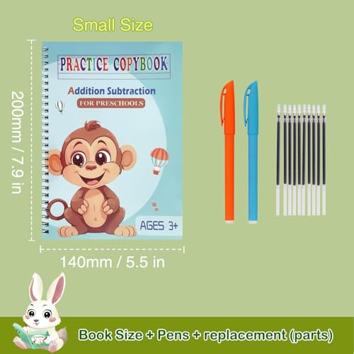 Magic Grooved Practice Copybook 5 Pack with Pens, Groove Reusable Magical Handwriting Workbooks, Tracing Letters Numbers, Math, Kindergarten Sight Words for Kids Ages 3-8 for Preschool(5books+Pens） - size: Small-(7.9in×5.5in)