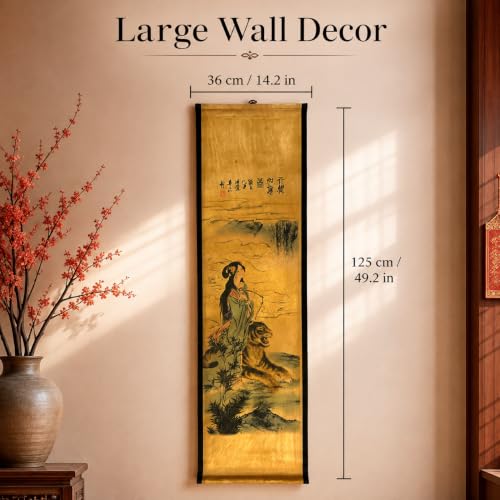 Wall Art Poster Prints Painting Scroll Decor Japanese Bamboo Tiger Lady - color: C2