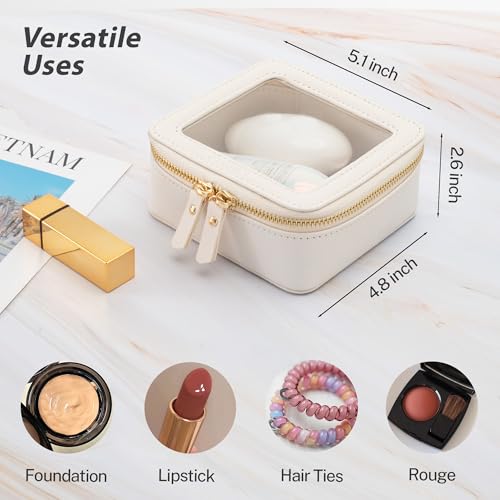 Aveniee Clear Makeup Bag Small, Mini Travel Toiletry Bag Cosmetic Bags Organizer, TSA Approved Clear Makeup Case Pouch with Zipper, Car Essentials for Women Men(Mini-White) - color: Off-White, style: Mini Trend