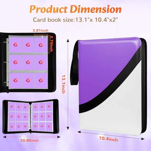 Premium Trading Card Binder, 9 Pocket Trading Card Binder for Pokemon TCG - color: Purple, size: Extra Large