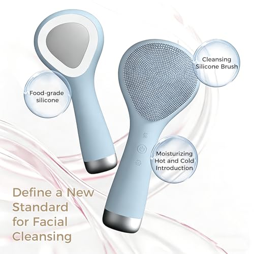 Face Scrubber, Thermal & Cooling Modes, Face Brush, Deep Pore Cleansing, Silicone Face Scrubber, Electric Sonic Vibrations, Facial Cleansing Brush, Waterproof Home Spa & Travel Skincare
