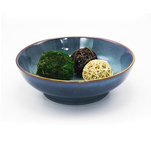 Ceramic Fruit Bowl,10.2" Decorative Bowl, Large Fruit Bowl for Kitchen Counter, Pedestal Bowl, Kitchen Counter Décor, Bread Candy Snacks Organizer(Starry sky blue) - color: Starry sky blue
