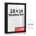 18x24 Large Shadow Box Frame with Thickened Acrylic Panel & Pins - color: Black + Thickened Panel + Foam Packaging, size: 18x24