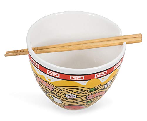 Toynk Sunken Noodles Japanese Ceramic Dish Set | 16-Ounce Ramen Bowl and Chopsticks Set