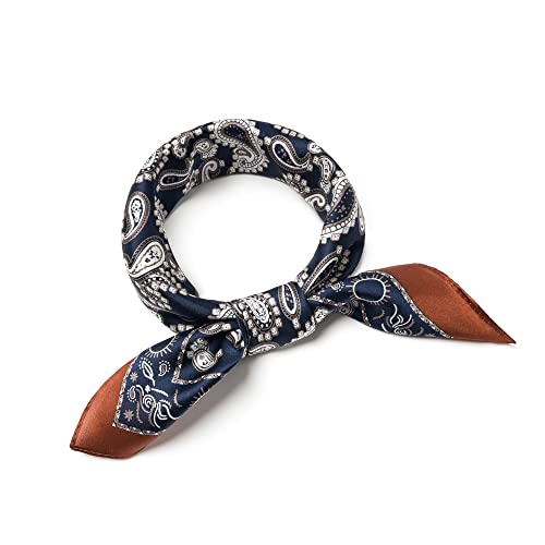 100% Mulberry Silk Scarf - 21" Square Lightweight Neckerchief, Gift Packed - color: Brown