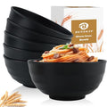 60oz Wheat Straw Bowls, Large Salad Bowls Set of 6 (Black) - color: Black, size: 60 Oz