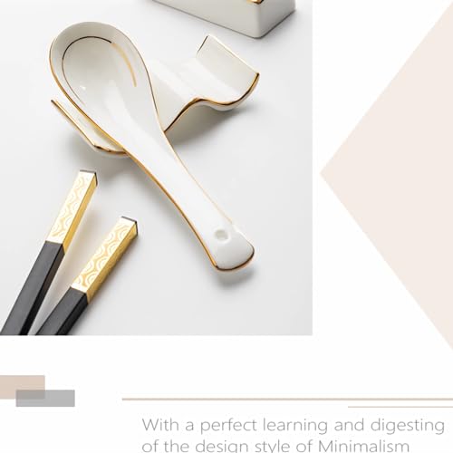 Ceramic Chopsticks Rest Rack Set of 6pcs,Chinese Style Dinner Spoon Stand Knife Fork Holder Porcelain Chopsticks Stand