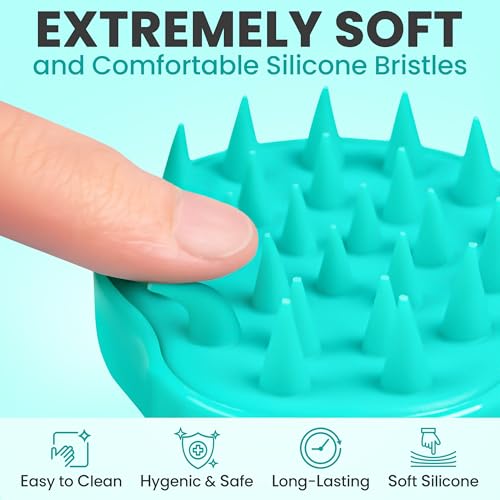 RELAXXO Scalp Massager Hair Growth – Exfoliator & Hair Scrubber for Scalp, Soft Bristles for Dandruff & Soothing Comfort, Shampoo Brush, Wet & Dry Use, Green - color: Green