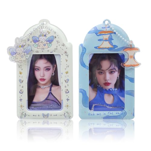 2 Pack K-pop Photocard Holder Keychain, Photo Card Holder with Cute Bunny - style: Bunny
