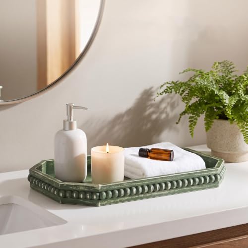 Hrastany Green Wood Decorative Tray, Coffee Table Tray for Ottoman - color: Retro Brown2-z8, size: 15.7" x 10.2" x 1.6"