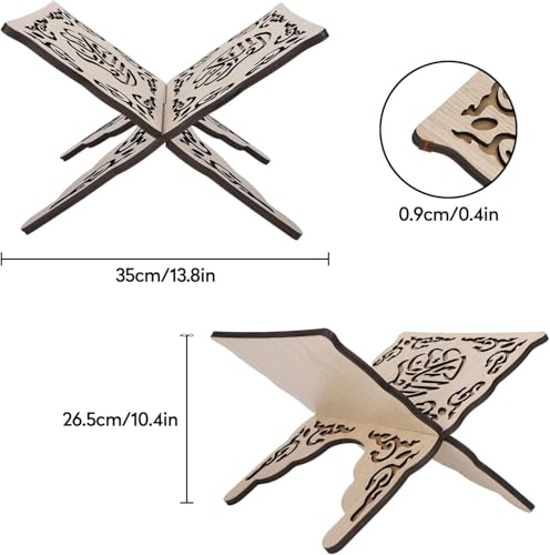 1Pcs Wooden Folding Book Stand with Carved Design