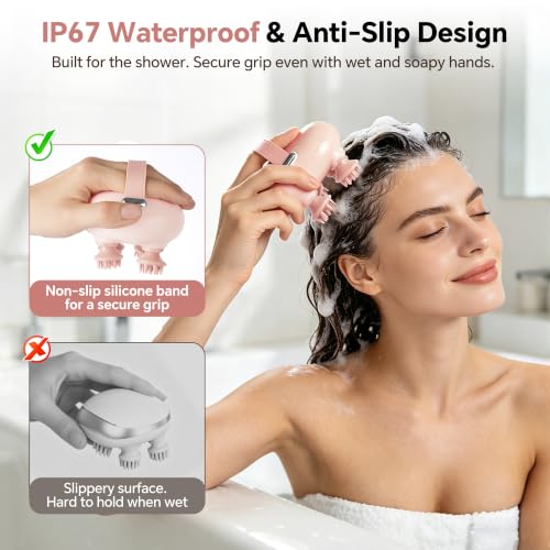 Electric Scalp Massager, Head Massager for Neck Body Stress Relax - color: Soft Pink