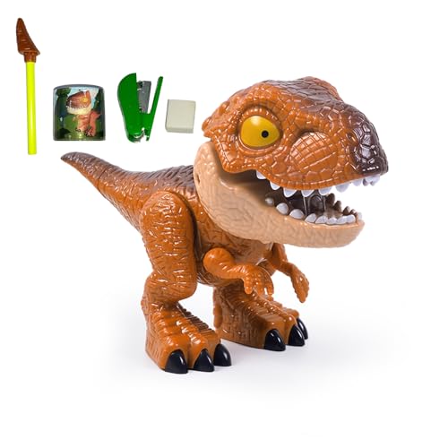 Dinosaur Model Stationery Set, 5 in 1 Dinosaur Stationery Set, Stationery School Supplies Kit Multi-Functional Pencil Pencil Sharpener Rubber Tapeline Stapler (Yellow)