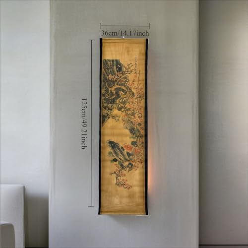 Wall Art Poster Prints Painting Scroll Decor Winter Plum Blossom Koi Fish - color: D4