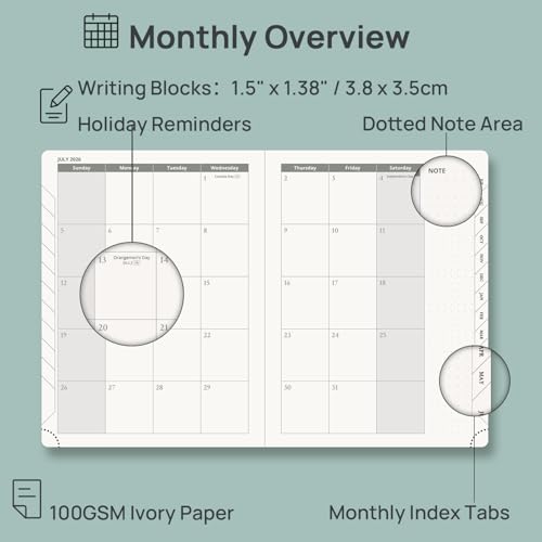 POPRUN Planner 2026-2027, 6.5" x 8.5", Academic Daily Weekly and Monthly - color: Pacific Green, size: Medium-6.5'' x 8.5'', style: Academic Year 2026-2027