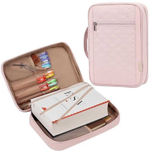 FINDCOZY Bible Cover for Women, Large Carrying Case for Regular Bible - color: Pink, size: Large