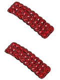 2Pcs Red Rhinestones Snap Hair Clips for Women Girls Rectangular Hairpins Korean Barrettes Hair Accessories，Clips and Barrettes