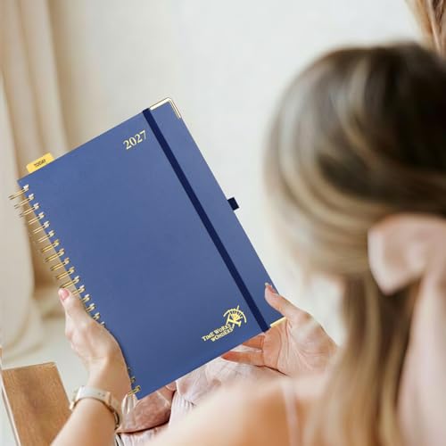 POPRUN 2027 Daily Planner One Page Per Day, Large 8.5" x 12" Calendar Book - color: Midnight Green, size: Large - 8.5" x 12", style: Calendar Year 2027