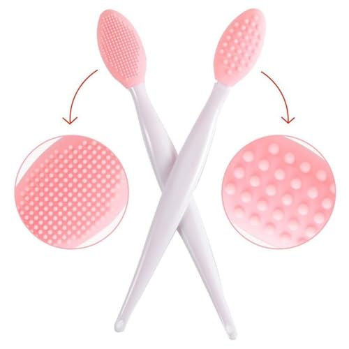 Double-Sided Silicone Facial Cleansing Brush – Exfoliating Blackhead Remover Tool for Deep Pore Cleaning and Gentle Skin Massage(Pink) - color: Pink