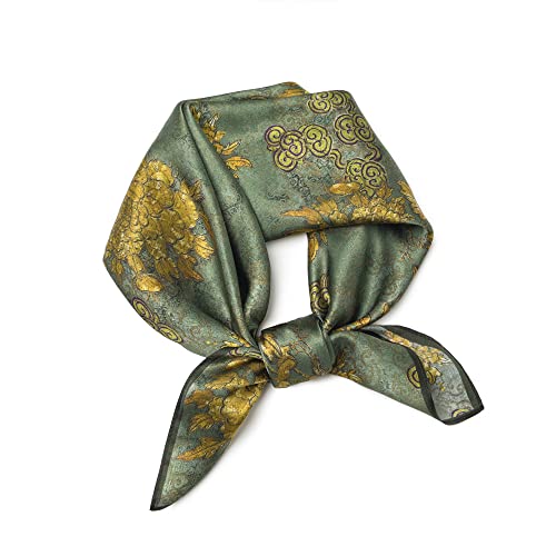 100% Mulberry Silk Scarf - 25.6" Square Neckerchief & Headscarf Gift Packed - color: Dark Green