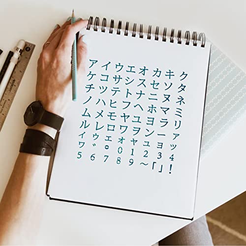 BENECREAT 6.2x6.2inc Japanese Katakana Alphabet Metal Stencil, Steel Stencil Template for Wood Carving, Drawings and Woodburning, Engraving and Scrapbooking Project - color: Katakana