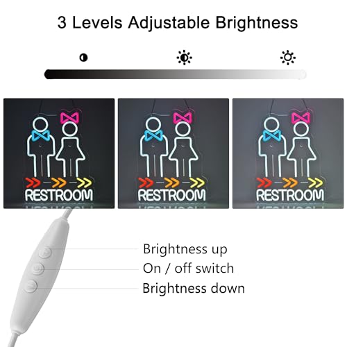 Restroom Neon Sign,Bathroom Lounge Shop LED Light Wall Decor Sign - color: White-RESTROOM