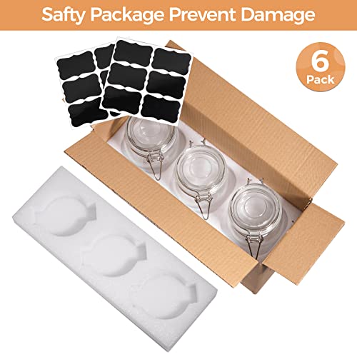 ComSaf Round Small Glass Pantry Jars with Airtight Lids 17 oz 6 Pack - size: 17 fl oz x 6