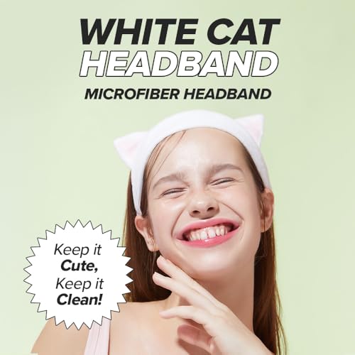 I DEW CARE Face Wash Headband - White Cat | Adorable Design, Perfect for Washing & Cleansing, Makeup and Spa, Bath, Skincare, Quick Dry, Soft & Fuzzy, Non Slip, Reusable, Teen Girls Stuff - color: 04 White Cat Headband