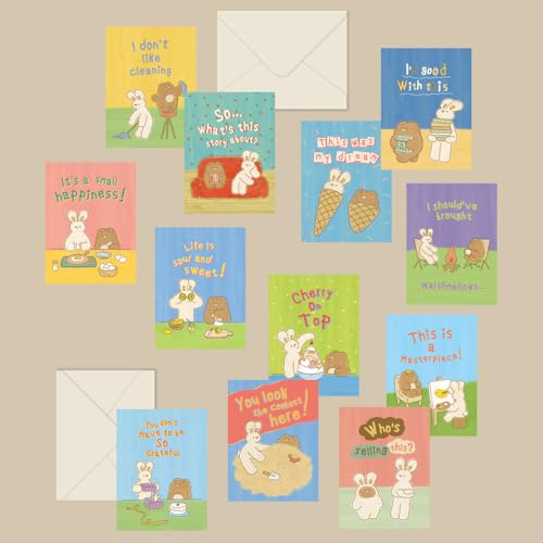 Monolike Day-by-day Card, Unmatched Friends Series.1 - Mix 36 Mini Single cards, 36 envelopes, 36 stickers Package - color: Unmatched Friends Series.1