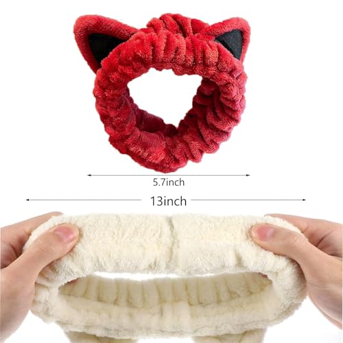 2Pcs Spa Headband for Washing Face Skincare Makeup Headbands for Women - color: Blue + Red