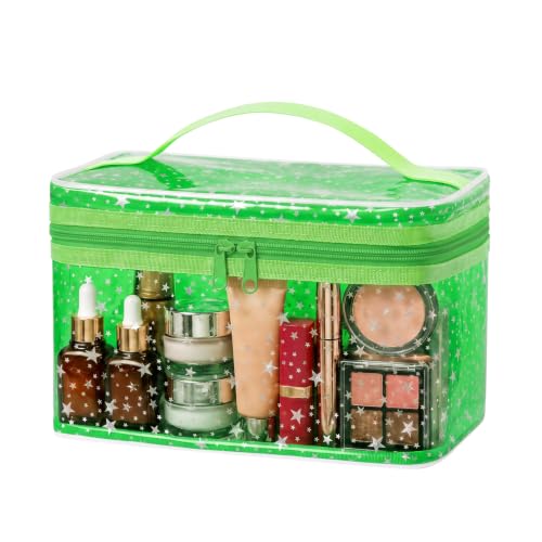 Star Clear Makeup Bag, Waterproof Travel Cosmetic Bag Toiletry bag,Green - color: Green