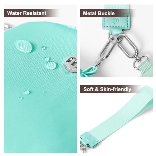 Keychain Wallet Mini Zip Around Wristlet Wallets for Women Detachable Dual Pouch Wristlet Portable Coin Purse Small Wallets - color: Light Green+Mint